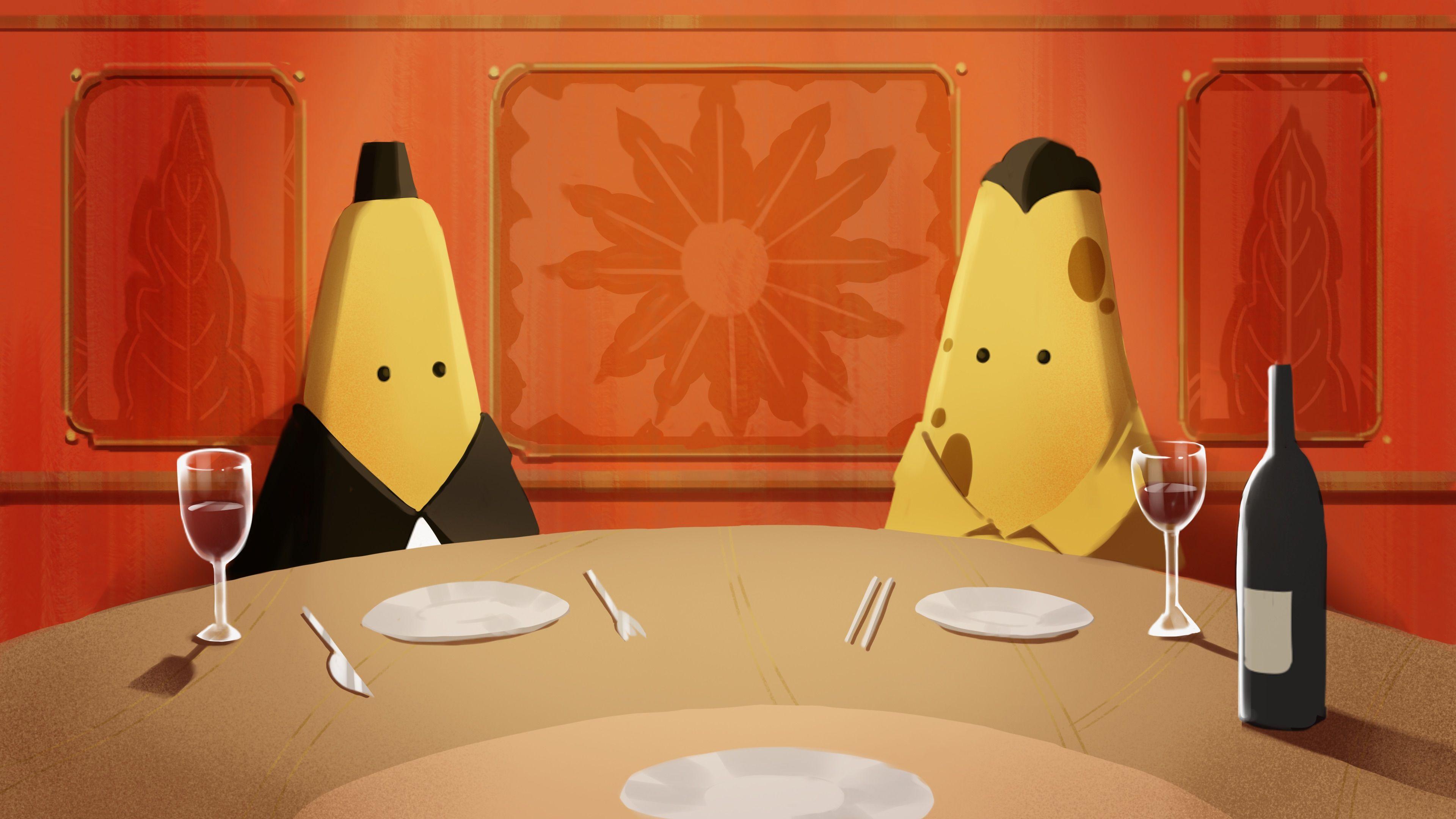 An illustration part of the point and click narrative that depicts Bananathan Cavendish Jr.’s business trip to Potarica.
