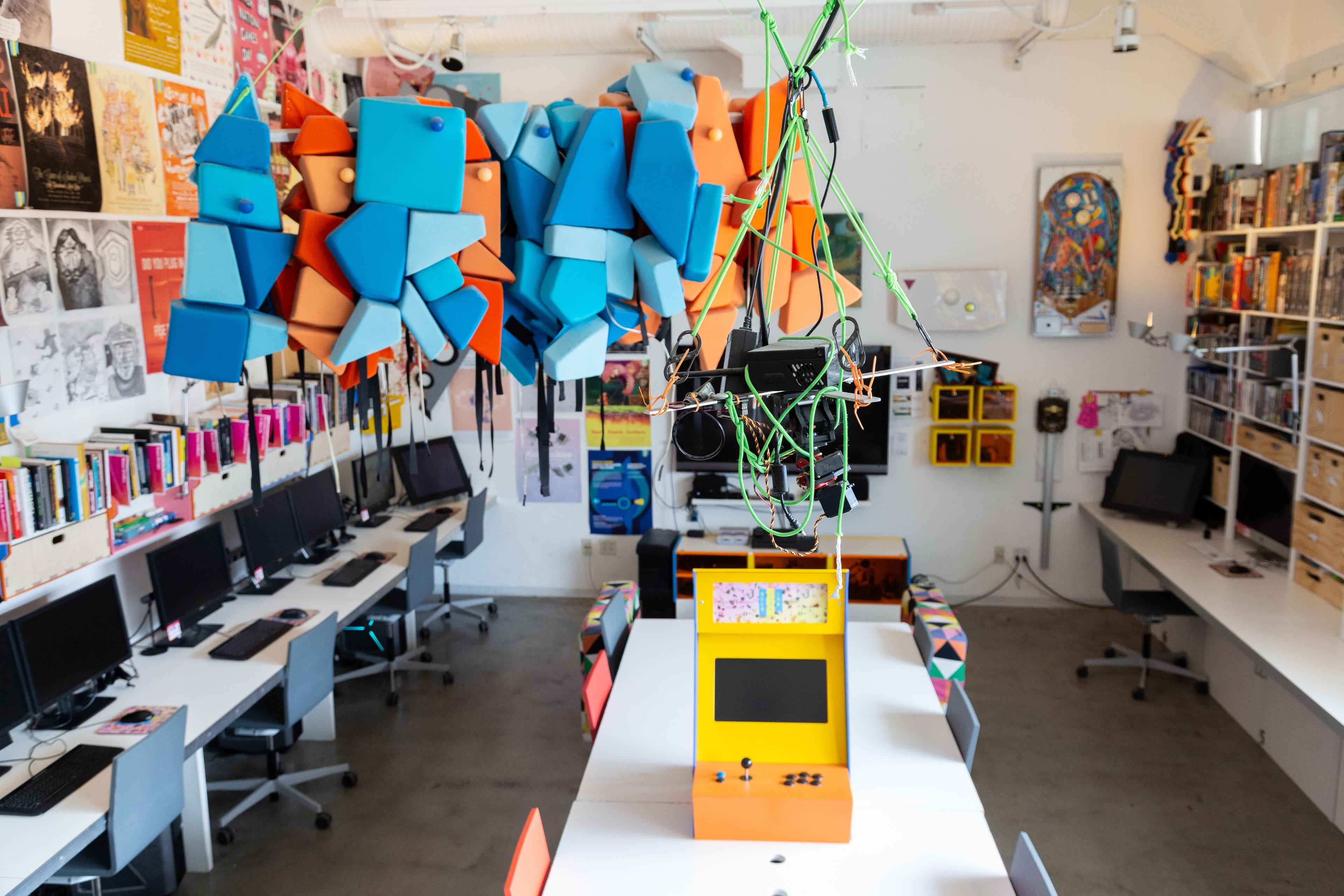 Game Lab with chairs and desktops